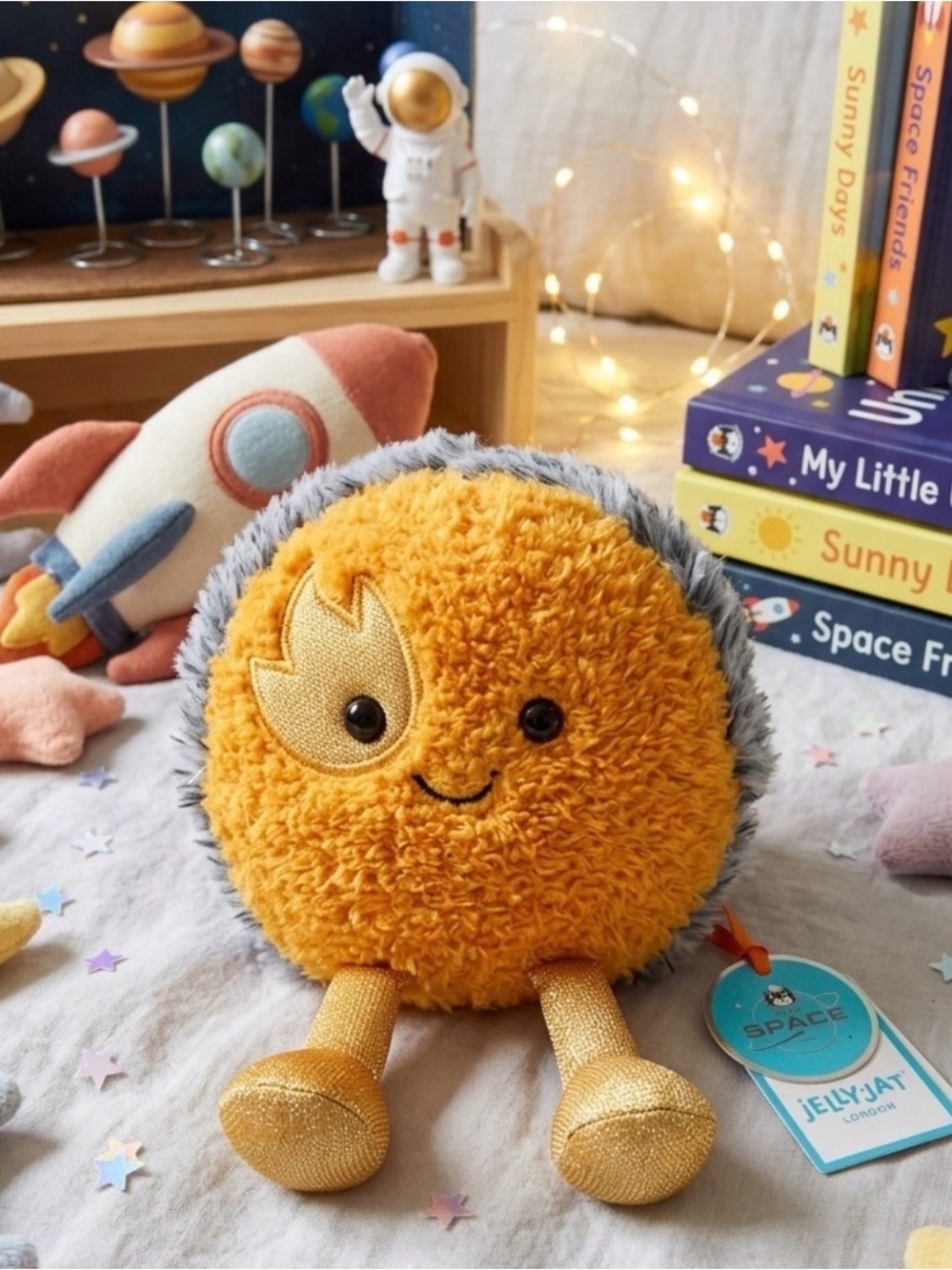 ☄️ Jellycat Amuseables Gild & Gray Fuzzy Space Comet ☄️ Plush Ball